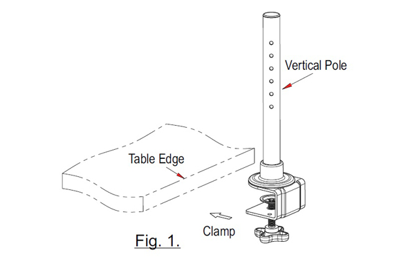 Ebco Flat Screen Holder Single Arm - Edge Mount